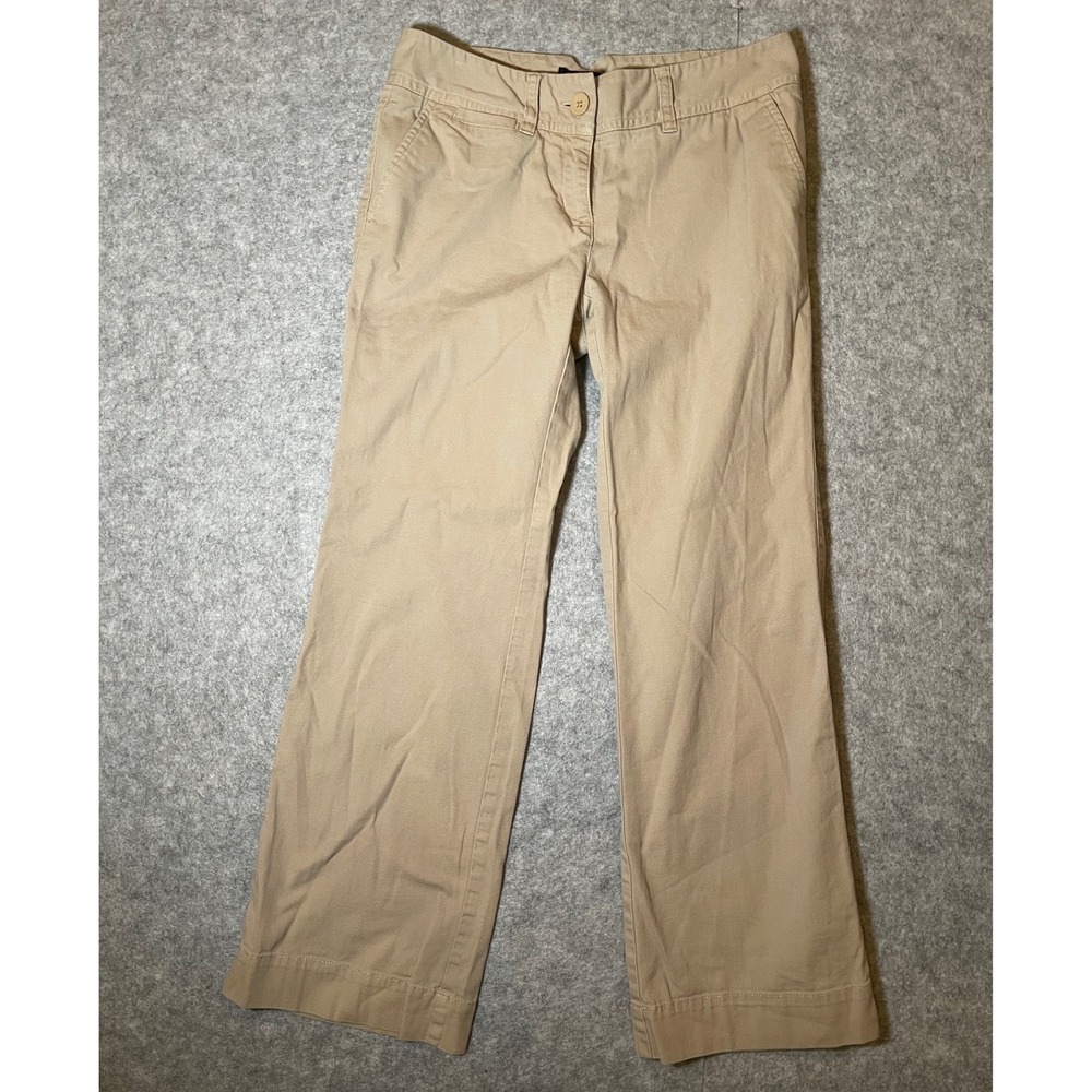 New York & Company Khaki Chino Pants Womens 2 Petite Tan Wide Leg Stretch Cotton